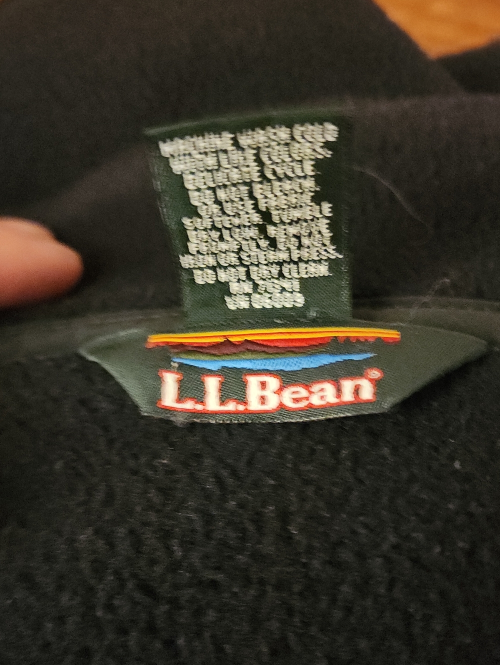 L.L.Bean Black Fleece Jacket with Multicolor Embroidered Logo